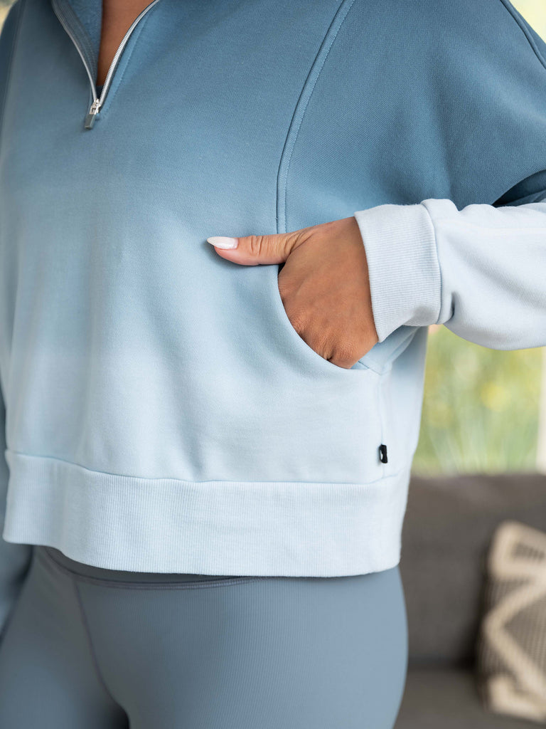 Sueded Cotton Half Zip Hoodie