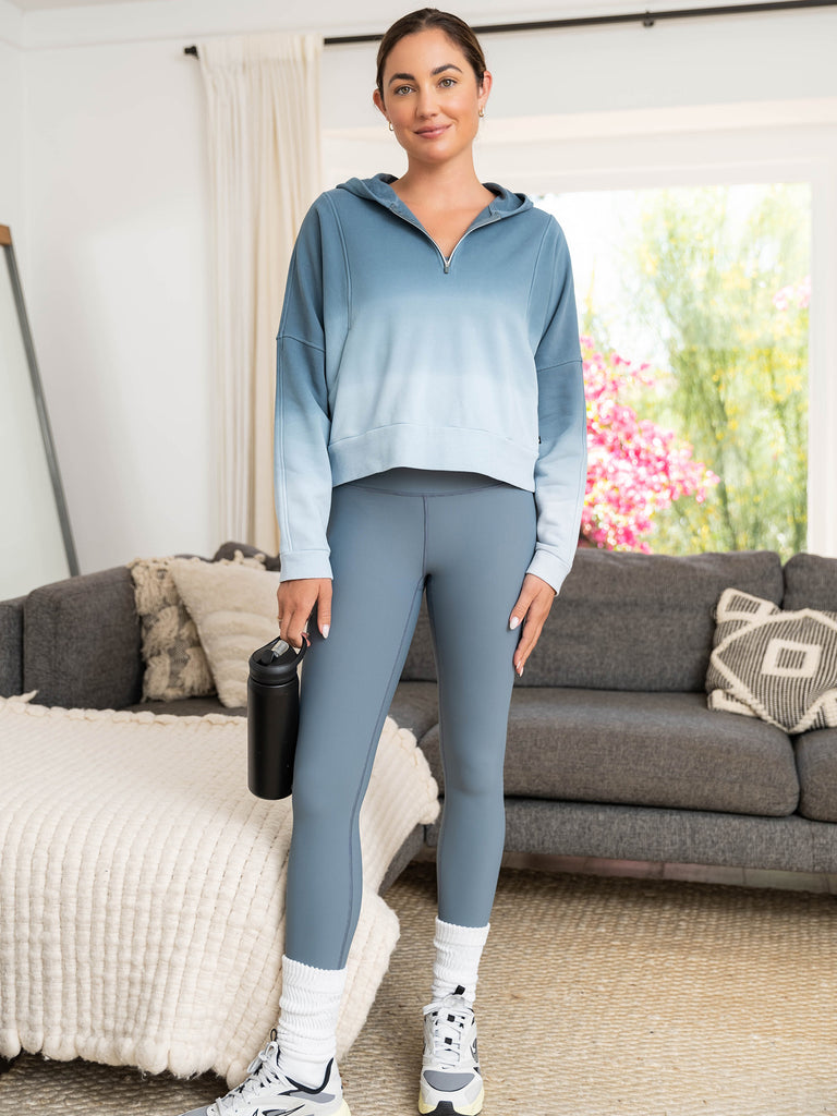 Sueded Cotton Half Zip Hoodie