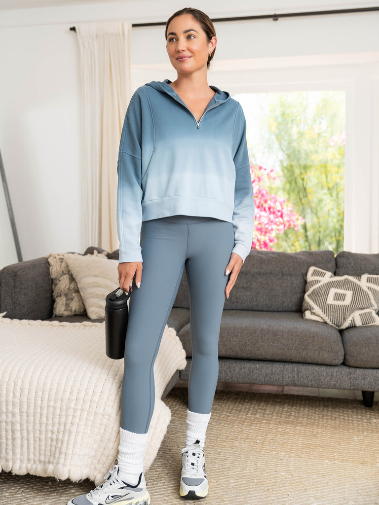 Sueded Cotton Half Zip Hoodie