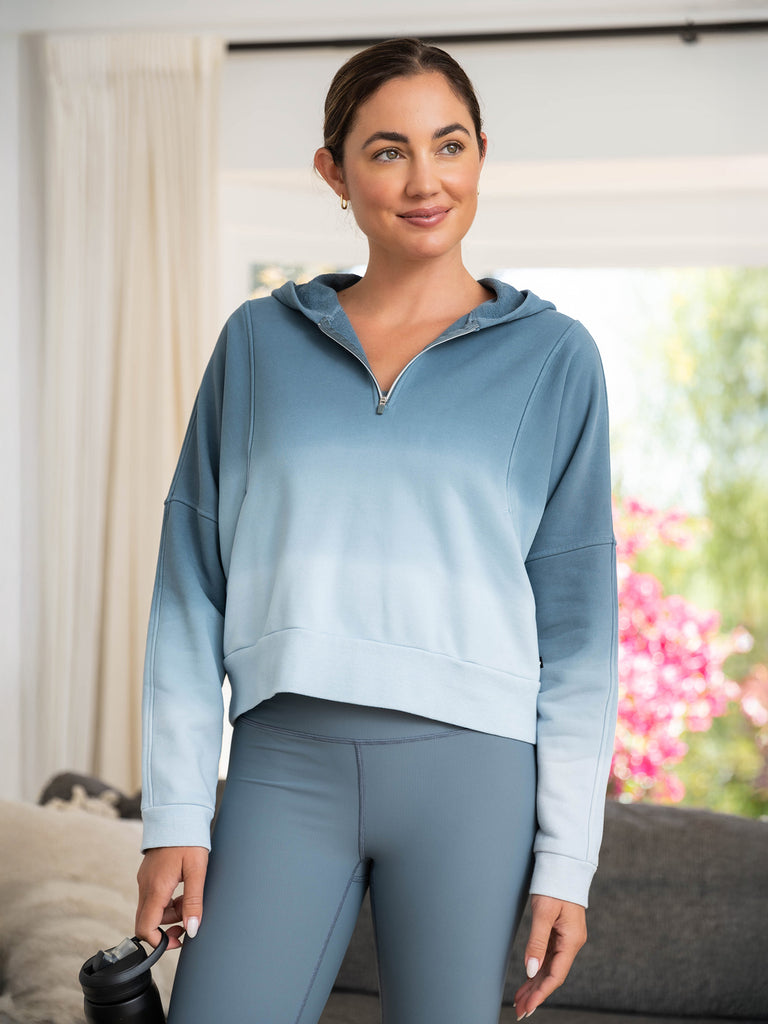 Sueded Cotton Half Zip Hoodie