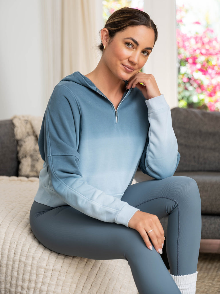 Sueded Cotton Half Zip Hoodie