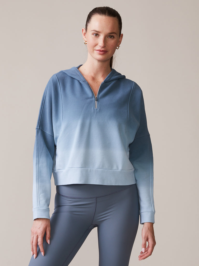 Sueded Cotton Half Zip Hoodie