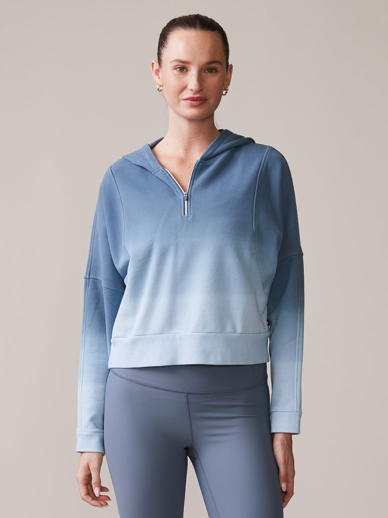 Sueded Cotton Half Zip Hoodie