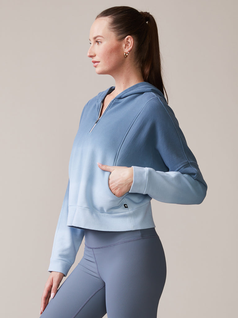 Sueded Cotton Half Zip Hoodie