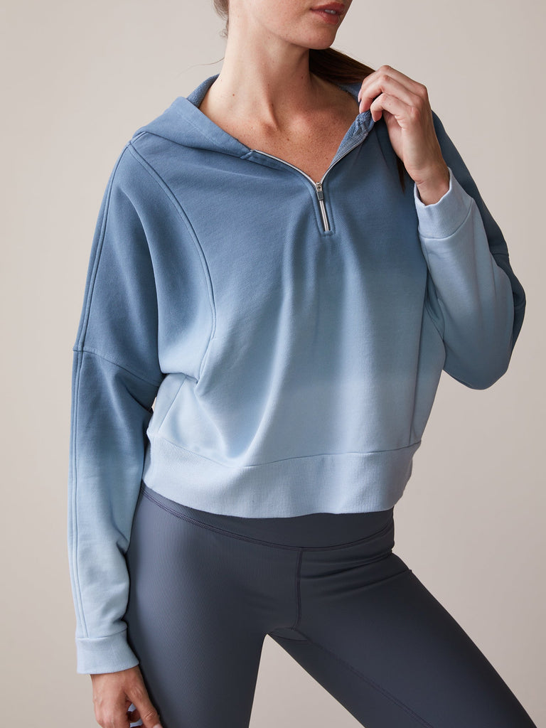 Sueded Cotton Half Zip Hoodie