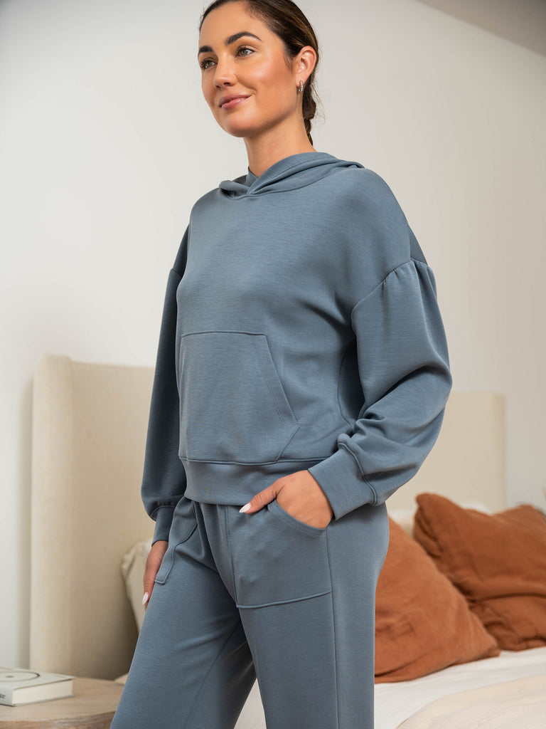 Luxe Shirred Sleeve Hoodie