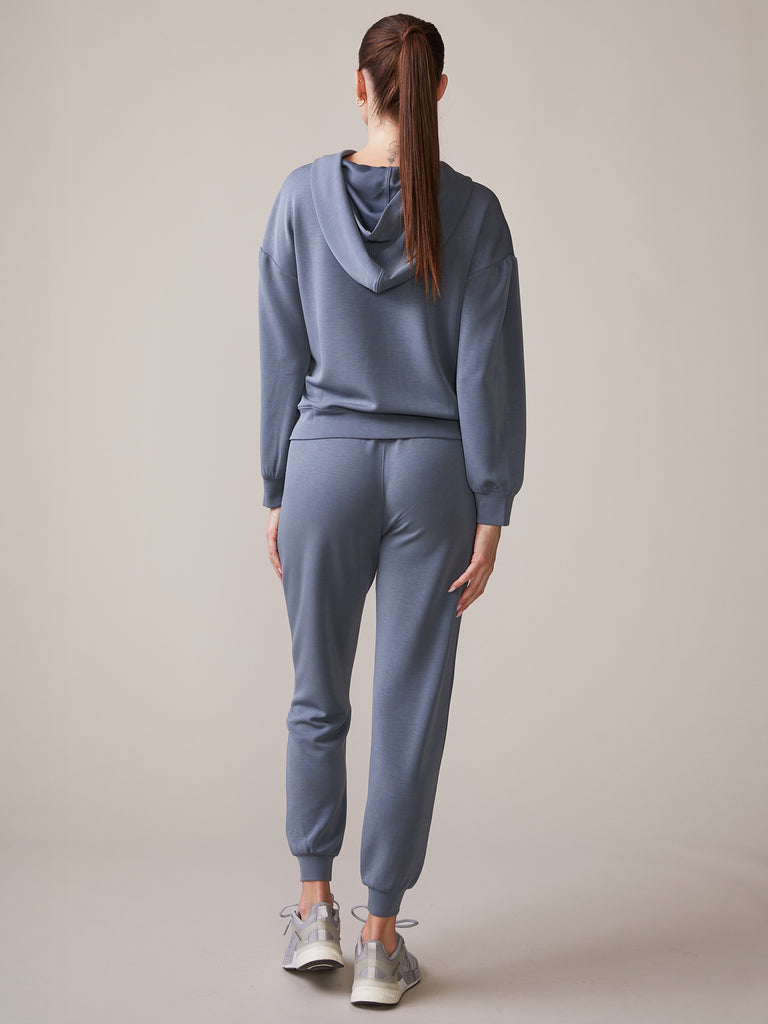 Luxe Shirred Sleeve Hoodie and Patch Pocket Lounge Jogger