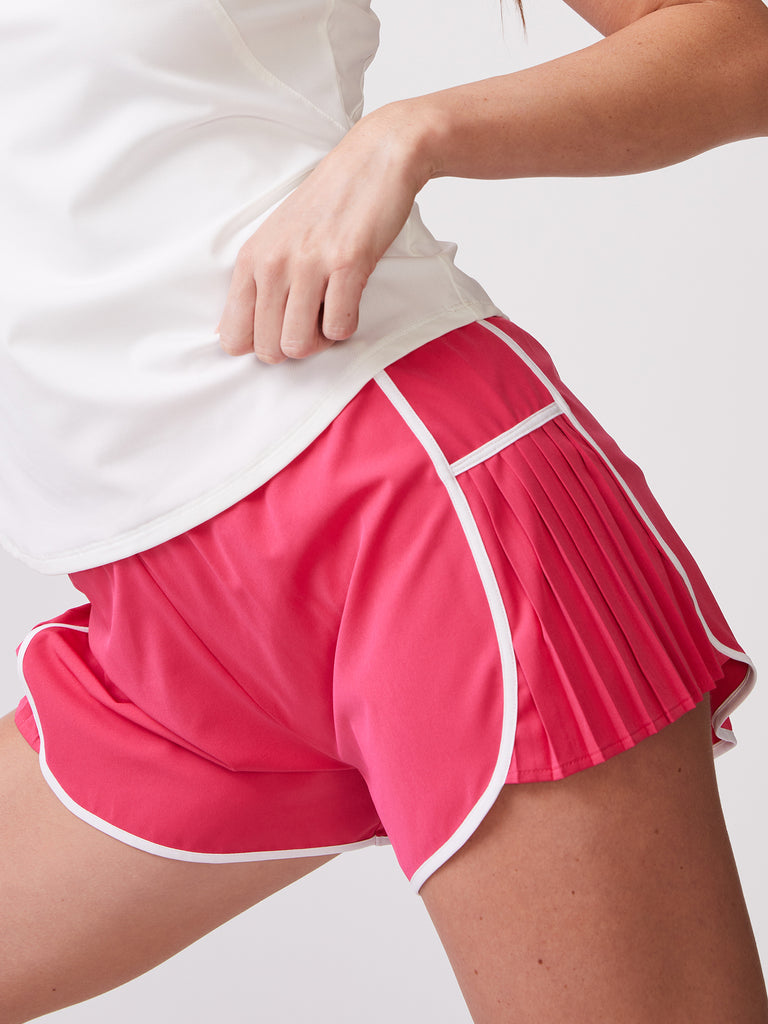 Pleated Side Run Short in Solar Pink