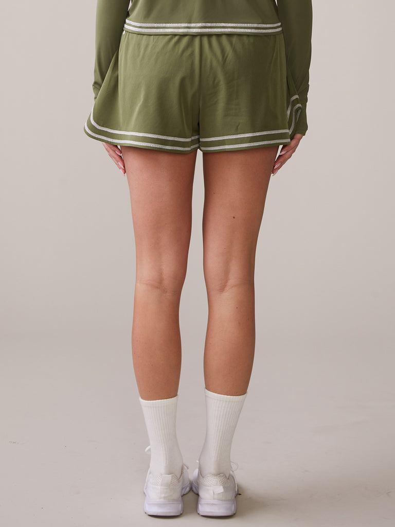 Novelty Stitch Run Short in Deep Olive