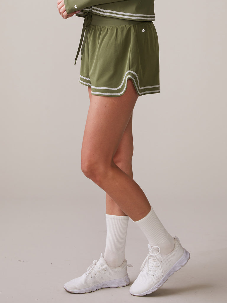 Novelty Stitch Run Short in Deep Olive