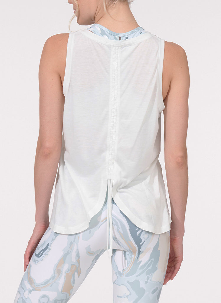 Ruched Back Tank White