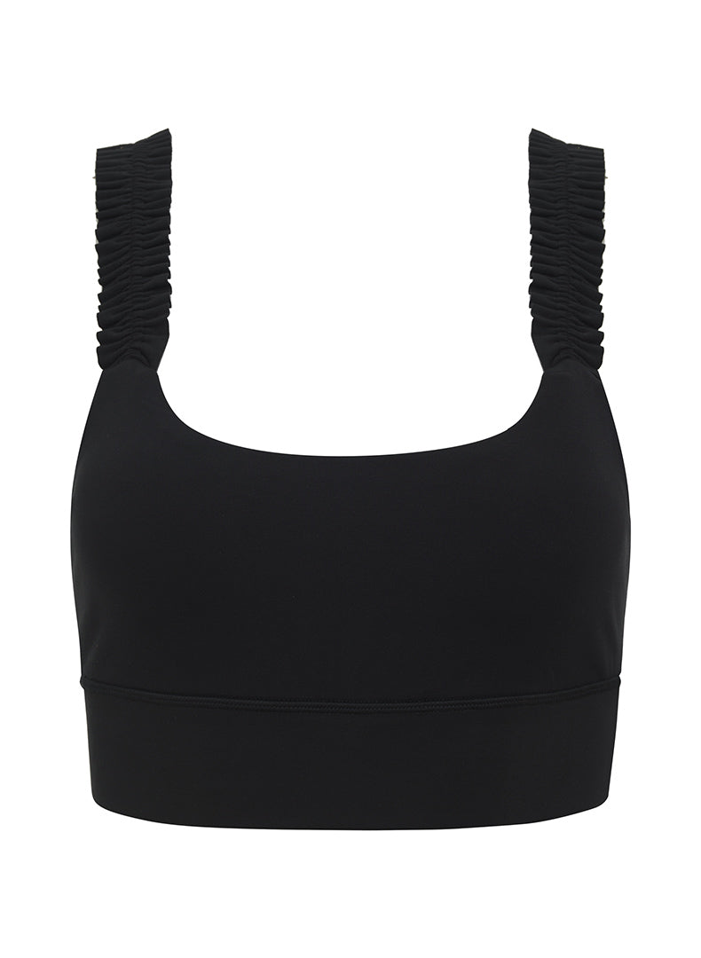 RELLECIGA Women's Black Ruffle Square Neckline Sports Bras Fitness Support  Workout Bras Size Small : : Clothing, Shoes & Accessories